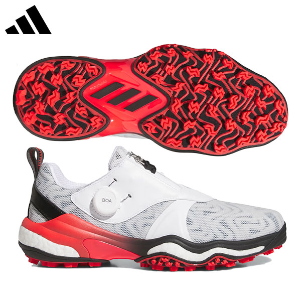 アディダス コードカオス 25 ボア NKZ93 スパイクレス ゴルフシューズ クラウドホワイト×コアブラック×ルシッドレッド(IH8444)