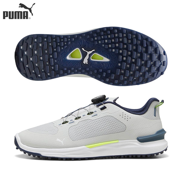 プーマ 310724 イグナイト エレベート X ディスク スパイクレス ゴルフシューズ グラシアルグレー×ディープネイビー(02)【即納】