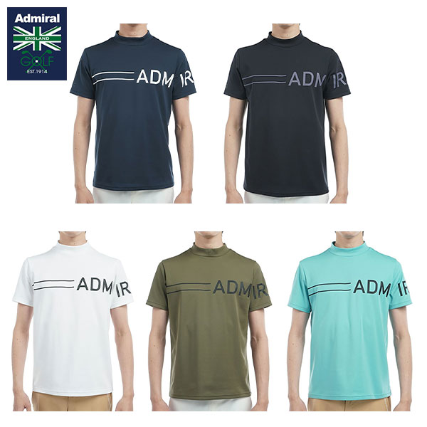 【送料無料】アドミラル ゴルフ ADMA518 カラタッチ ビッグロゴ モックネック 半袖 シャツ【即納】