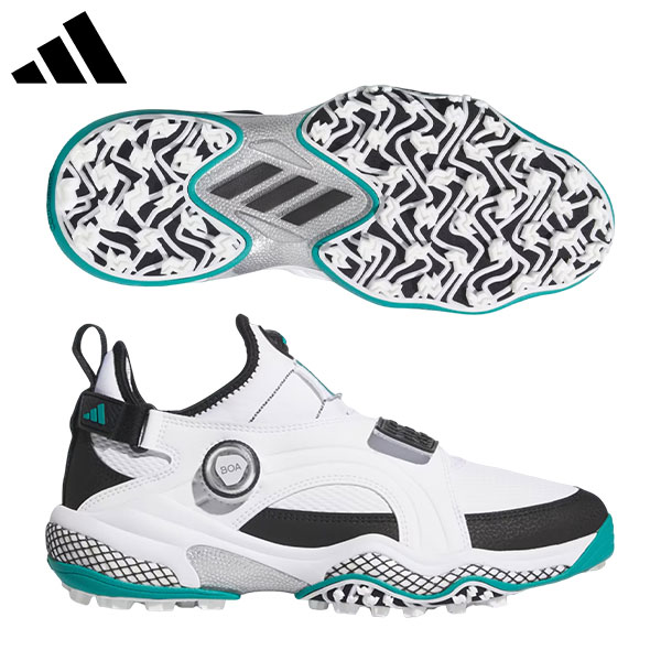 アディダス コードカオス 25 ミッドカット ボア NQX22 スパイクレス ゴルフシューズ クラウドホワイト×コアブラック×ピュアティール(JP5187)【即納】