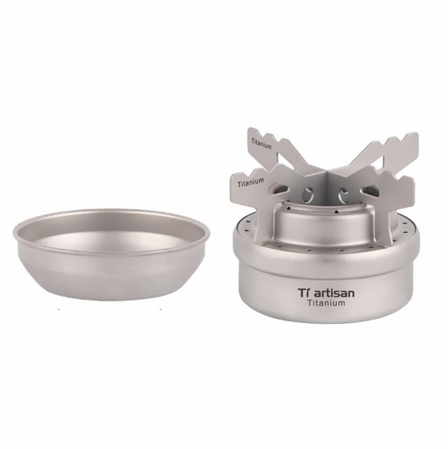Ti artisan チタンアルコールストーブキャンプストーブはホルダーと蓋付き、軽量、便利、アウトドアストーブ。の通販は