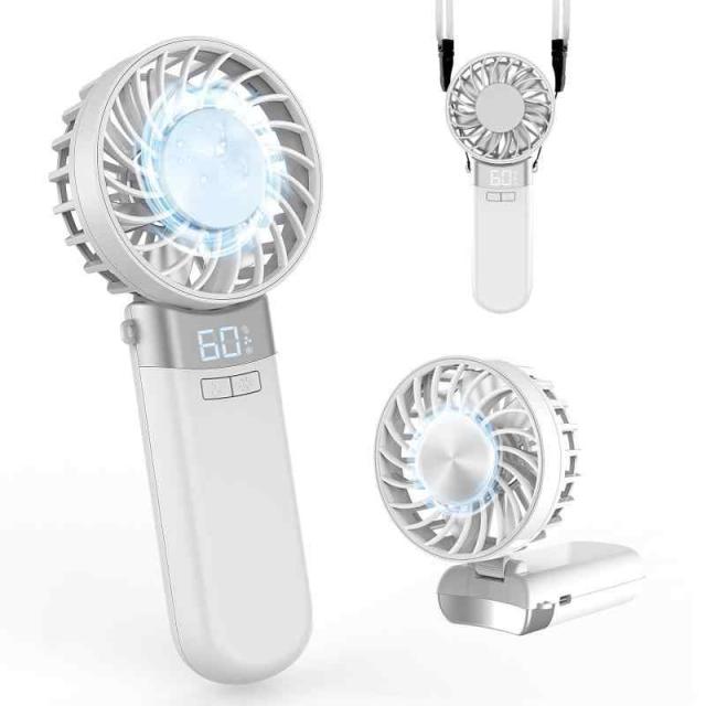 【2025新登場 -25℃瞬間冷却】ハンディファン 冷却プレート 搭載 （独自開発イオン発生 アロマ対応 空気清浄） LEDディスプレイ表示 冷却ファン 手持ち扇風機 携帯扇風機 5000mAh 大容量 充電式USB扇風機 3段階風量調節 強力送風 Typ