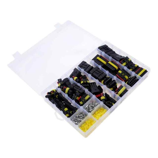 Bowarepro 配線カプラー 防水カプラー 防水コネクターセット 配線用防水カプラー オス＆メス 1ピン 2ピン 3ピン 4ピン 5ピン 6ピンカプラー 1/2/3/4/5/6極 車の電気接続端子 708個入り 車 バイク修理用の通販は