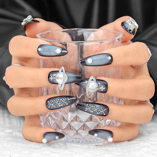 Sethexy 地雷系ネイルチップ ロングアーモンド グラディション プレス