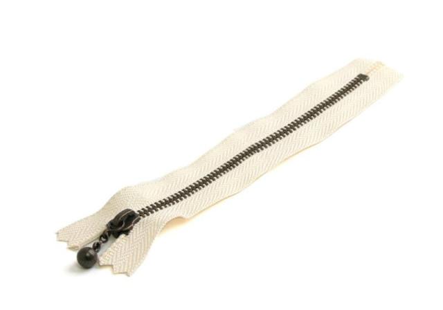 Y.K.K 玉付ファスナー (801 生成, 25cm, 金具:AGイブシ)