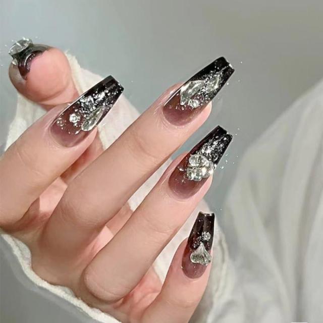 Lwenjing ネイルチップ 24枚入 手作りネイル ショート 春夏 人気 和風 