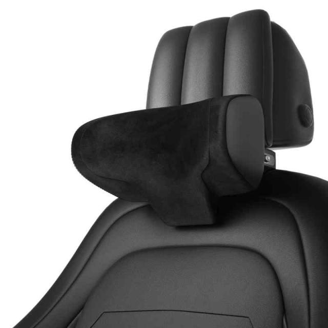 CANLER 車用ヘッドレスト 首枕 ネックパッド 高さ12cm・前後5cm可調節 ドライブ用 クッション 車ヘッドレストクッション 取り付け簡単 フック付き シート対応 汎用タイプ (ブラック, 特大)