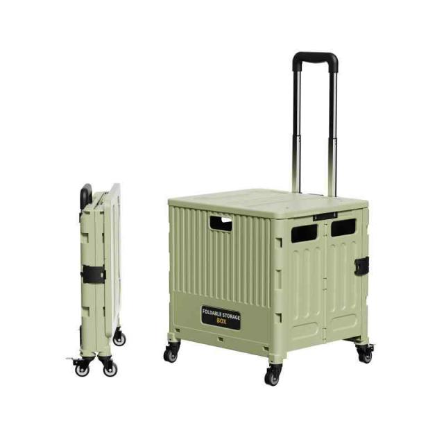 キャリーカート 折りたたみ (グリーン, L(四輪タイプ))