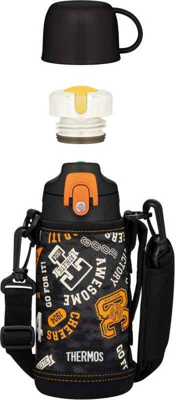 サーモス 水筒 真空断熱2ウェイボトル FJJ (600 ml, ブラックオレンジ)
