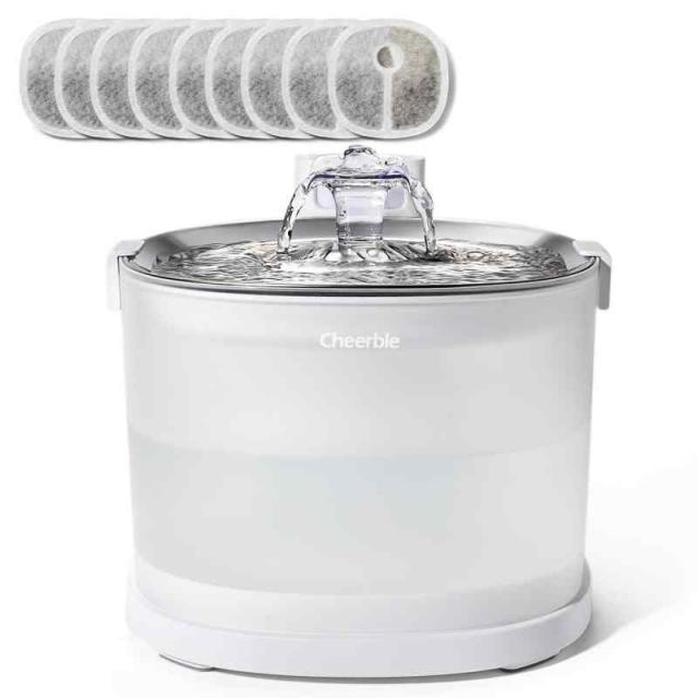 Cheerble E1+ 猫自動給水器 水飲み器 ポンプレス磁力給水 コードレス 100%漏電なし スマートセンサー感知 楽々洗浄 組み立て簡単 2つの給水モード 大容量2L 静音 交換用フィルター9個付き