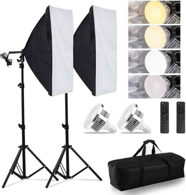 ソフトボックス 業界新進化 LED撮影用ライト写真撮影ソフトボックス 50x70cm 照明キット 遠隔操作 3色ライトモード 2800K-6000K 撮影用照明 写真照明用セット 三脚付き 調整可能スタンド 収納バッグ付き お持ち込みやすい 写真用 撮影用