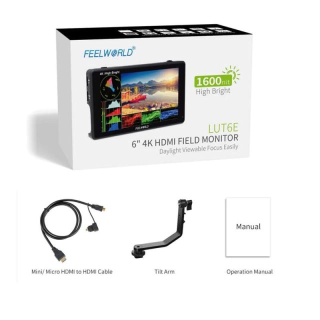 FEELWORLD LUT6E 外部モニター 6インチ カメラ4Kモニター
