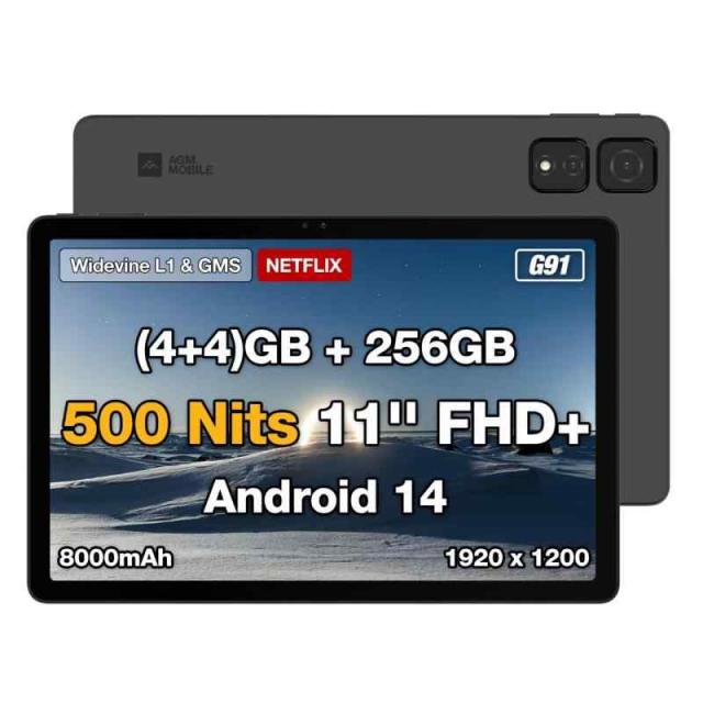 AGM PAD T2 Android 14 256GB タブレット 、 11インチ 8コア 、1TB TF拡張 1920*1200 FHD 8000mAh+18W Type-C充電 デュアルスピーカー 5G WiFi/Helio G91/GMS 顔認証/Gの通販は