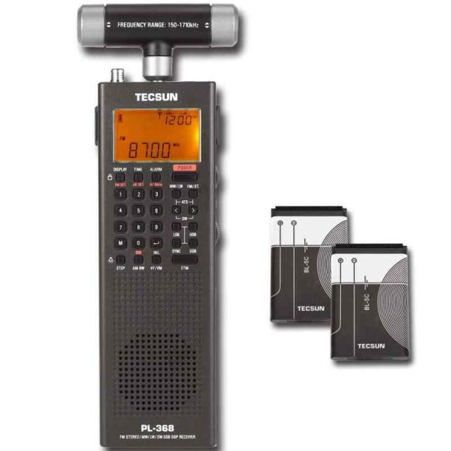 [EnergyPower] TECSUN PL-368 電池2個セット SSB・同期検波・長波 [交換用バッテリーBL-5C付] デジタルDSPポケット短波ラジオ 超小型 長・中波用外付アンテナ 10キー ポータブルBCL受信機 FMステレオ/LW/MW/の通販は