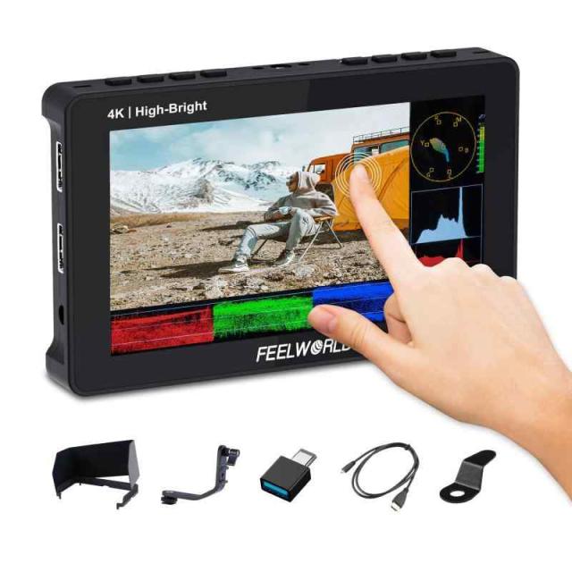 FEELWORLD F5 PROX 5.5インチ1600nit高輝度DSLRカメラフィールドモニター3D LUT波形タッチスクリーン4K HDMI/Type-C入力1920x1080IPS小型フルHD（F970外付け供給キット付き）の通販は 18,443円