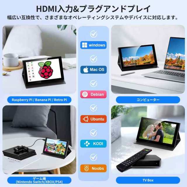 小型モニター Ras Piモニター 軽量 Eyoyo 8インチ小型HDMI BNC VGA モニター LCD クリーン1024x768 4:3モニター Ypbpr入力 5V 入力 (Rasp