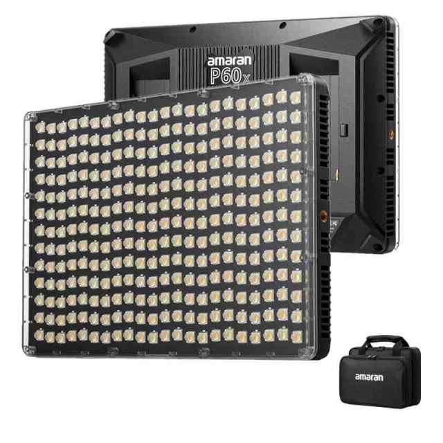Aputure Amaran P60x 60W フラットパネル撮影ライト 色温度3200K~6500K CRI 95+ TLCI 97+ 5070lux@1m アプリ制御 4種類の照明効果 無段階調光 専用ソフトボックス付き 撮影用LED定常光ライト 軽量の通販は