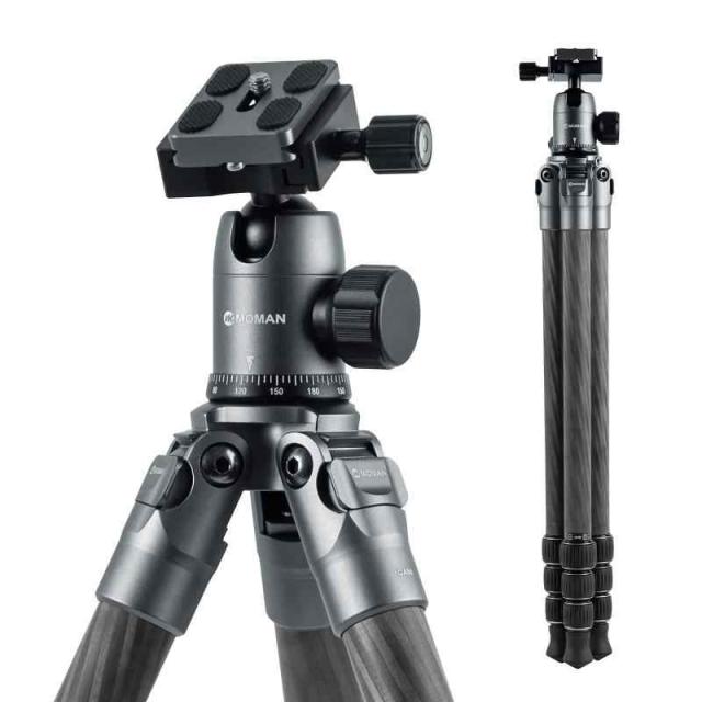 カメラ三脚, Moman 一眼レフ用三脚 カーボンファイバー製 頑丈 CNC処理 荷重10KG 4段伸縮 長さ21-141cm 雲台付き 登山 インタビュー 旅行用 撮影用 CA50, トラベル-三脚-カメラ用-一脚-撮影用の通販は 12,499円