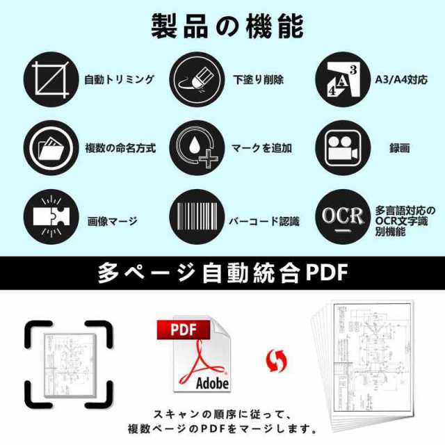 INCLAKE スキャナー ドキュメントスキャナー ブックスキャナー 1200万画素 非破壊 最大A3サイズ USB書画カメラ 多言語OCR機能 LEDライト付き  折りたたみ可能 昇降可能 オフィス用 教室用 家庭用 使用簡単の通販はau PAY マーケット - クレイドル au PAY マーケット店 | au  ...