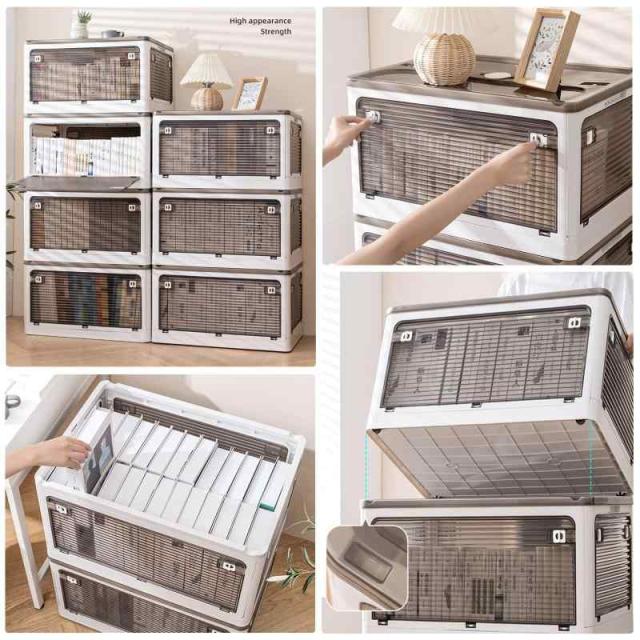 X XUNTAO【新昇級 収納ボックス 折りたたみ】蓋付き 積み重ね 全方向から取り出せる 収納ケース 衣類 布団 おもちゃ 小物 収納 折り畳み コンテナ ボックス 大型 プラスチック キャスター付き おしゃれ 組立簡単 多機能 防塵 防カビ 防湿 無臭の通販は