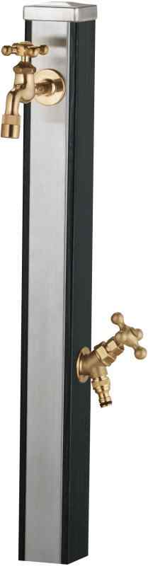 ユニソン(UNISON) 立水栓 スプレスタンド70 ウッドブラック 蛇口2個セット ゴールド 600512110 幅7.4×高さ70(100)×奥行7.4cm 取扱説明書、プレーンフォーセット クロスII(泡沫・ホース用アダプター付)、プレーンフォーセッ