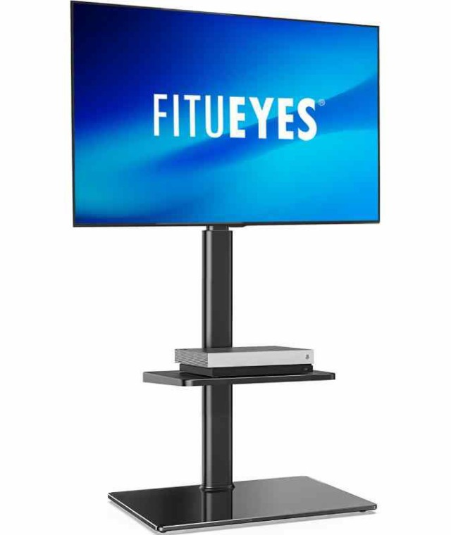 FITUEYES テレビスタンド 32〜60インチ対応 棚付き 壁寄せテレビスタンド 高さ調節可能 ラック回転可能 (2.黒)