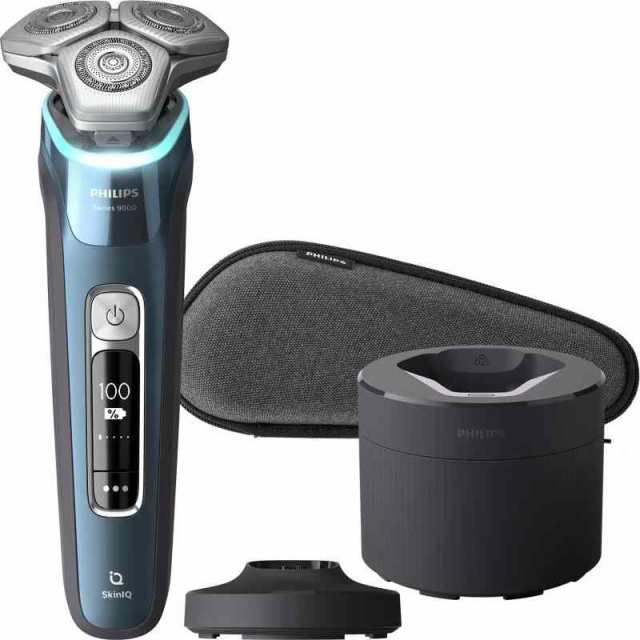 フィリップス 電気シェーバー 9000シリーズ 洗浄機付きモデル 電動 髭剃り メンズ (72枚刃・回転式/SkinIQテクノロジー お風呂剃り & 丸洗い可) S9982/54 アイスブルーの通販は