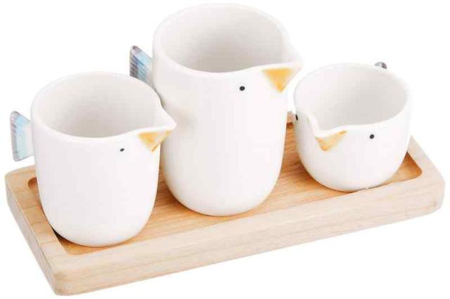 西海陶器 波佐見焼 H.Craft tori 3点ミニポット 42926 約S-幅5×奥行き4×高さ3cm、M-幅5×奥行き4×高さ4.5cm、L-幅5.5×奥行き4.5×高さ6.5cm