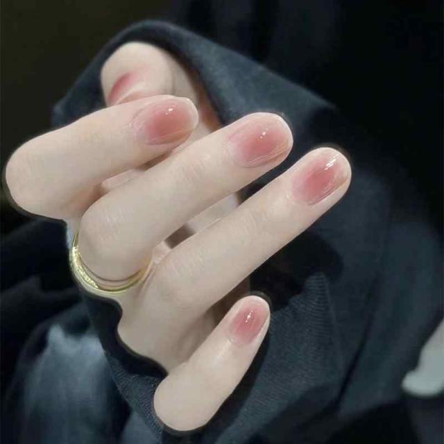 ネイルチップ ショート 24枚入 つけ爪 グラデーション ピンク 金箔 肌色 花 ネイル チップ 人気 和風 可愛い シンプル おしゃれパーティー 秋冬 春夏 日常生活に使用できます 花嫁ネイル 成人式 入学式 卒業式 結婚式 両面テープ付き (A08)