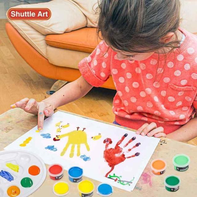 Shuttle Art 指絵の具 36色 44点セット 水性 洗える 手形アート フィンガーペインティング 30ml 落書き帳・ペイントブラシ・パレット付き おうちアート 赤ちゃん手形・足形 プレゼント その他画材