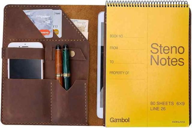 手帳カバー ノートカバー A5 本革 スケジュール帳カバー ポートフォリオ 手縫い 手作り オリジナルノート メモ帳 カード収納 ビジネスオフィス用品 誕生日 卒業記念品 退職 就職 昇進お祝い プレゼント (ブラウン)