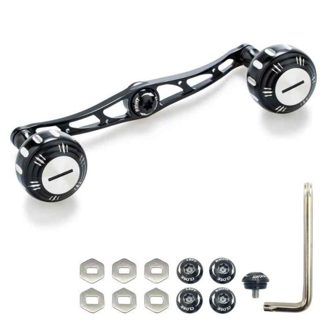 HEIGHTEN 130mm ベイト リール ハンドル 70航空アルミ製 シマノ ダイワ アブガルシア 通用 ベイトリール 用 (ブラック/シルバー(ノブ)&ブラック(ハンドル))