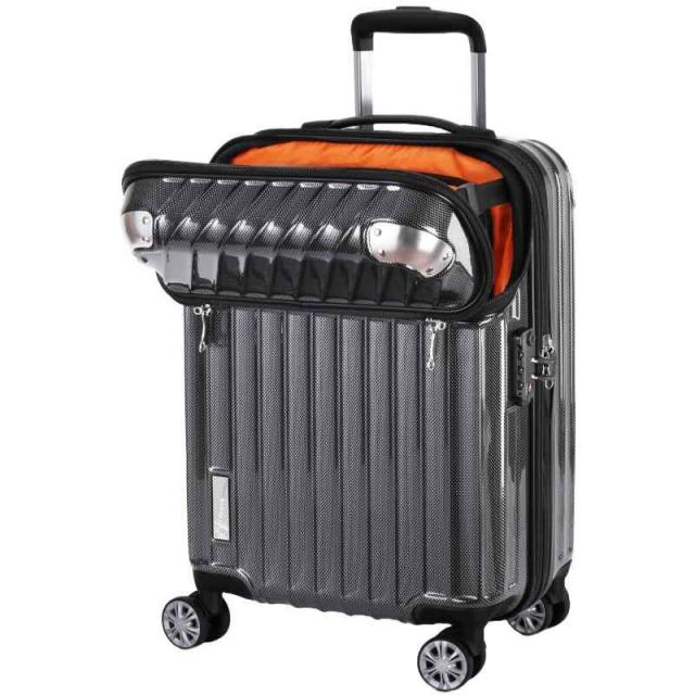 [トラベリスト] キャリーケース スーツケース ジッパーキャリー 機内持ち込みサイズ トップオープン フロントオープン モーメント 拡