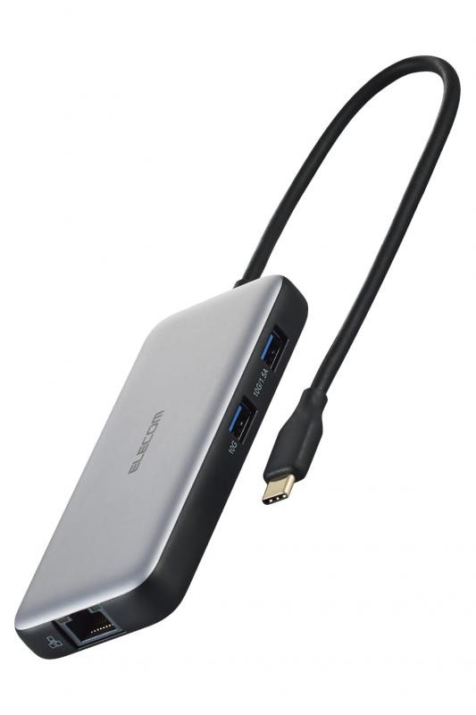 エレコム USB Type-C ハブ ドッキングステーション USB PD 100W対応 USB 10Gbps×2 4K60Hz HDMI×1 充電用USB-C×1 データ転送用USB-C×1 LANポート WindowsMac iPad シルバー DSTの通販は