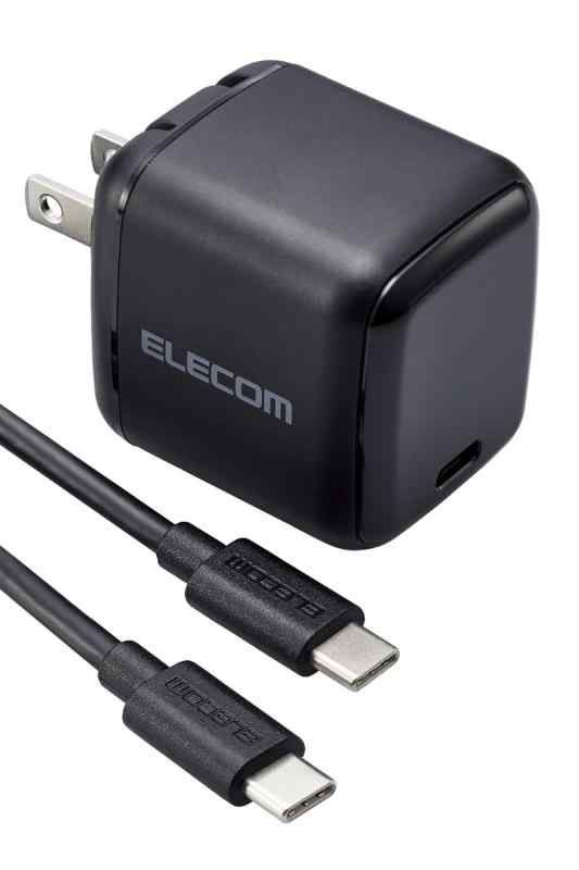 エレコム 充電器 ノートPC パソコン 65W USB PD対応 Type-Cケーブル付属 小型 Type-C 1ポート PPS対応 GaN II採用 PSE認証 ブラック ACDC-PD8765BK