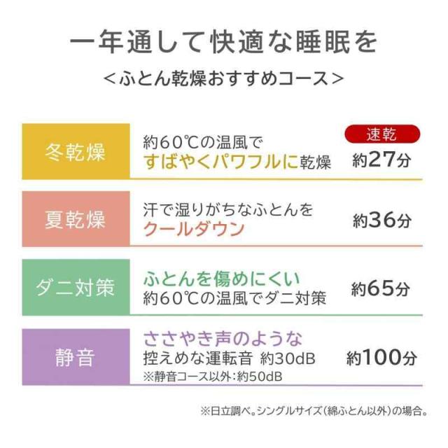 日立(HITACHI) ふとん乾燥機 アッとドライ HFK-VS5000 スピード速乾 ダニ対策 靴衣類乾燥 静音コース (アイボリー, 本体のみ)の通販は