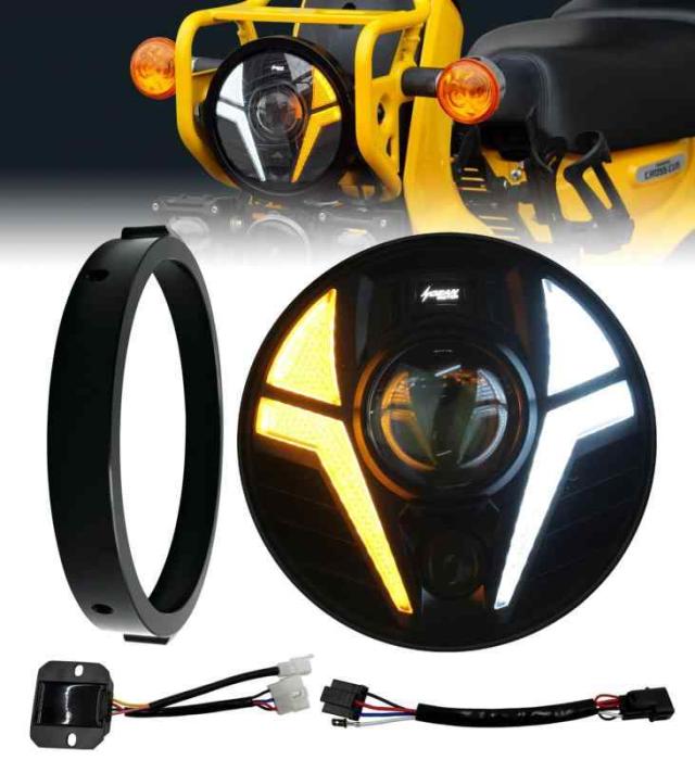 HENGTUAOTO クロスカブCC110専用 5.75インチLEDヘッドライト 超遠補助スポットライト 菊の花びらDRL (超遠補助スポットライト)