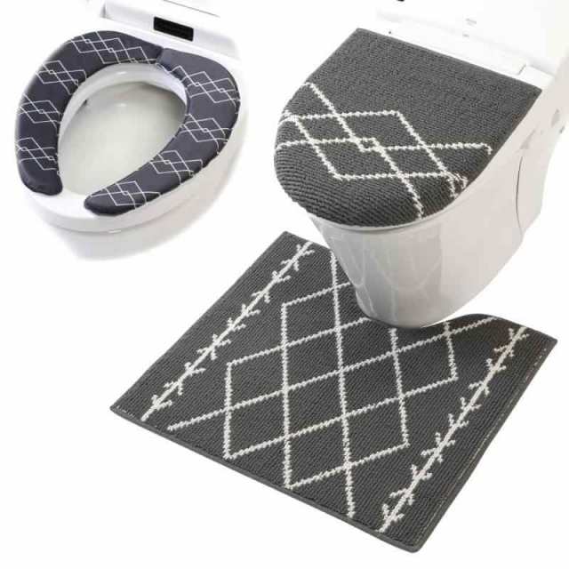 ヨコズナクリエーション トイレタリー (トイレマット&フタカバー&便座カバー 3点セット) (レギュラー, ベニワレン グレー)