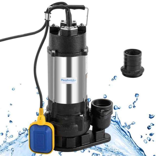 Poafamx ステンレス汚水用水中ポンプ 農業下水ポンプ フロートスイッチ付き 1.5m？/h 自動停止・起動機能 家庭/浄化槽/水井戸/農業灌漑/生活排水/川の浚渫 (370W) 28,413円