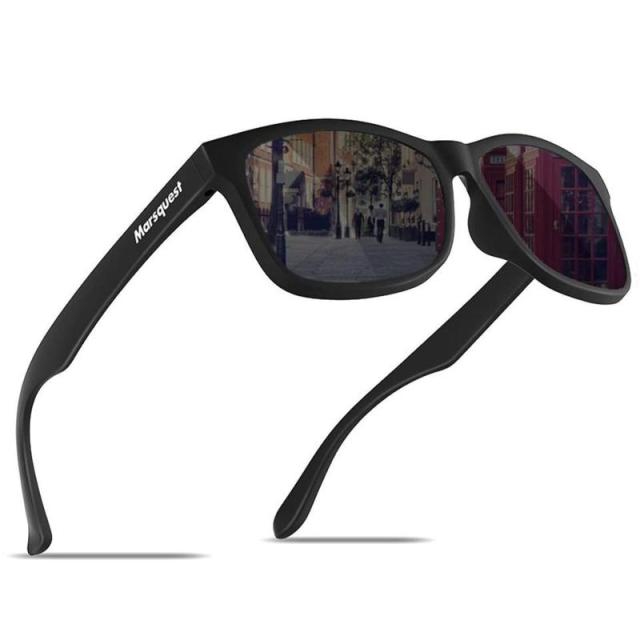 [MARSQUEST] サングラス メンズ 偏光サングラス 運転用 ウェリントン型 UV400 紫外線カット バイク用サングラス 抗衝撃 スポーツ ドライブ ランニング 釣り 登山 おしゃれ ファッション ユニセックス momentumシリーズ