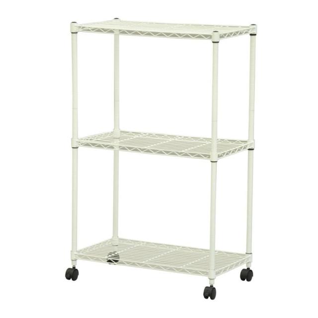 エイアイテック(AITECH) 19φスチールラックセット3段 キャスター付き 幅60×奥行35×高さ96cm 組立品 ホワイト ALC-6090W WH