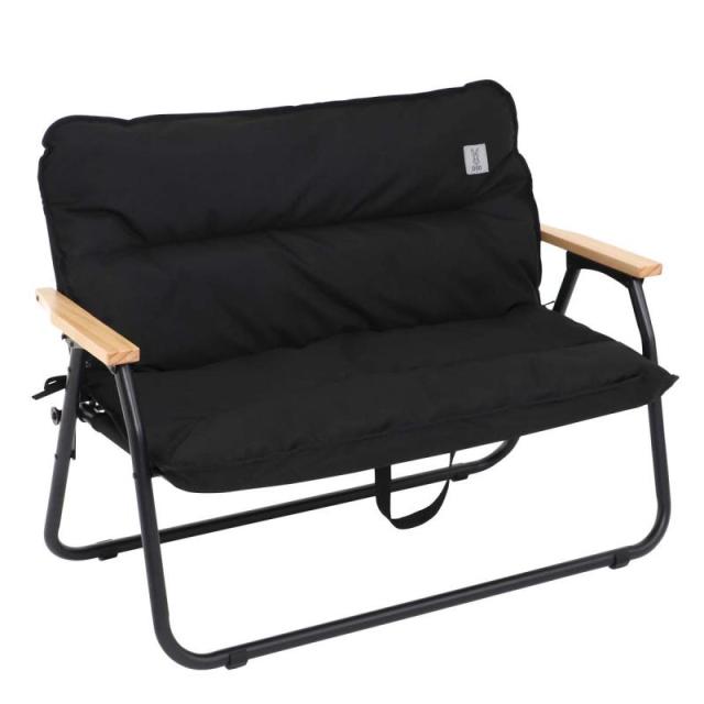 DOD(ディーオーディー) グッドラックソファ 車内で棚になる2人掛け折りたたみチェア 【アルミ合金製】 (ブラック)