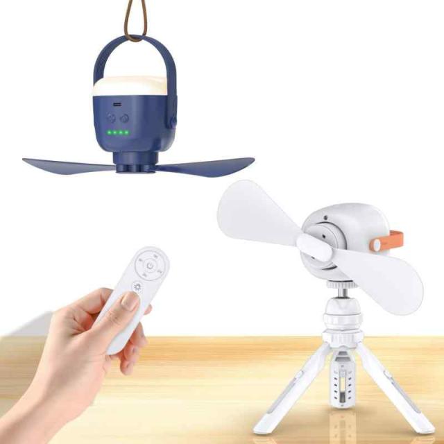 吊り下げ扇風機 キャンプ扇風機 天井扇風機 10000mAhバッテリー 4段階風量調節 静音設計 省エネ LEDライト機能付 小型＆コンパクト リモコン操作 コードレス 三脚スタンド付き キャンプ ファン 吊り下げ 携帯扇風機 暑さ対策 キャンプ/テント/