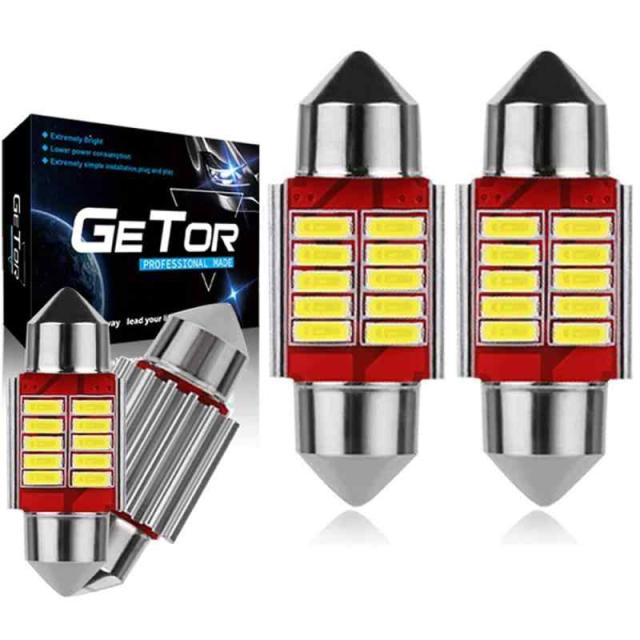 T10 31mm LED ルームランプ ホワイト T10×31mm LED キャンセラー内蔵 4014 10SMD LEDルームライト トランク ルーム バルブ マップランプ 室内灯 車内灯 ラゲッジランプ ナンバー灯 汎用 LEDバルブ 12V専用 5W