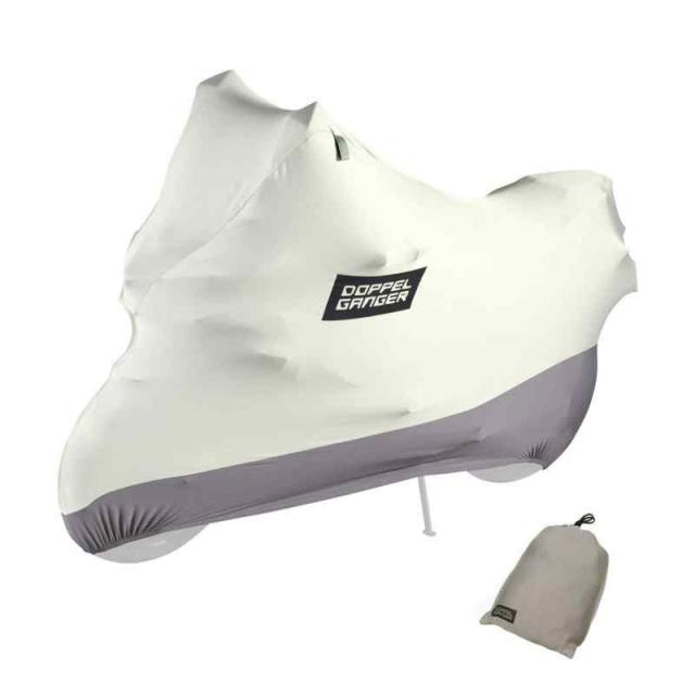 DOPPELGANGER(ドッペルギャンガー) ストレッチバイクカバー2 【伸びるバイク用インナーカバー】 起毛ストレッチ素材 小キズ防止 被せるメンテナンスグッズ 収納バッグ付属 DCC533-GY グレー W166 ×L(D)50× H110cm(平置