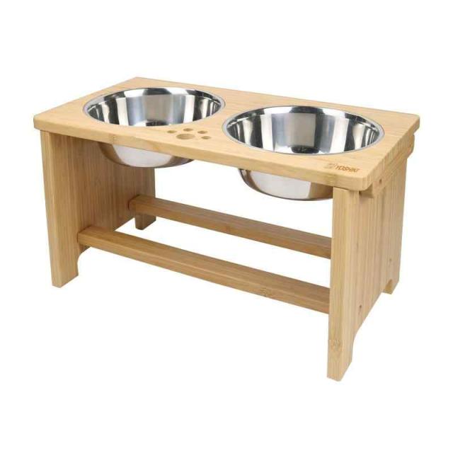良木工房(YOSHIKI) 愛犬・愛猫の食生活を快適に 竹製 ペット用食器台 犬用 猫用 食器台 餌台 犬猫えさ入れ ごはん皿 水入れ フードボウルスタンドセット (L)の通販は 5,086円