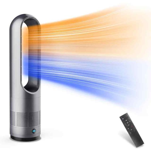 セラミックファンヒーター ?暖房 8段階送風＆3段階温風切替 (グレー)の