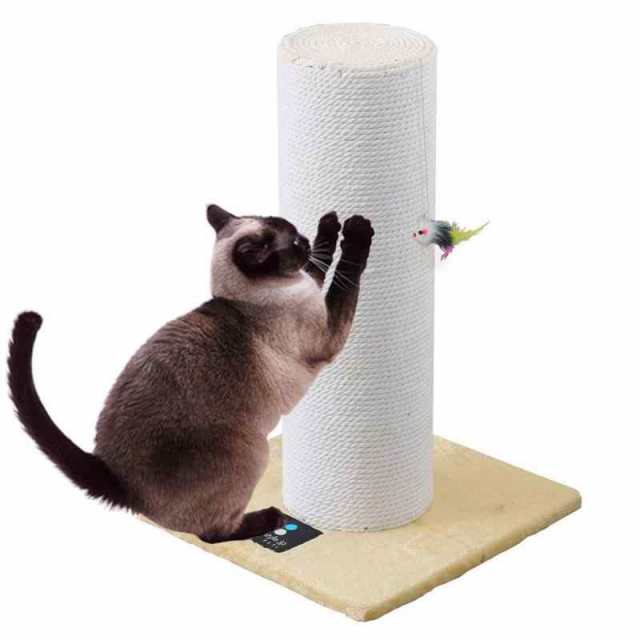 ottostyle.jp 猫爪とぎポール/ツメとぎキャットタワー 極太(直径約20cm) ベージュ ( 麻縄巻き/綿縄巻き ) おもちゃ付タイプ (60cm, ベージュ(綿縄巻き))の通販は