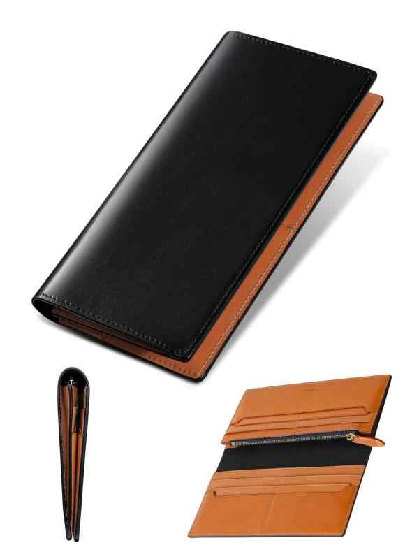 [ファブリツィオ] 財布 メンズ 長財布 小銭入れ メンズ財布 スタイリッシュ 一流の革職人が作る 高級 イタリアン レザー 本革 大容量 男性 (シャインブラック)