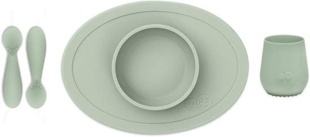 ezpz (イージーピージー) ファーストフードセット 離乳食 食器 ひっくり返らない ベビー食器 赤ちゃん お皿 シリコンマット (ミント)